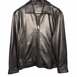 NWT Roundtree & Yorke Lambskin Leather Bomber Jacket Full Zip XL Black $495